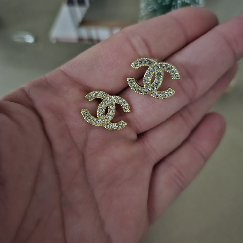 Gold Crystal Stud Earrings